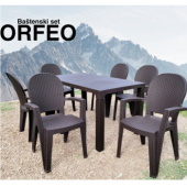 Baštenski set Sto Orfeo + 6 stolica Avala 140x80cm tamno moka