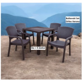 Baštenski set Sto Orfeo + 4 stolice Verona 80x80cm braon