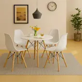Trpezarijska garnitura okrugli sto sa 4 plastične stolice Aurora bela