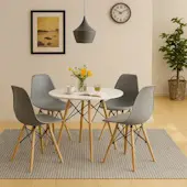 Trpezarijska garnitura okrugli sto sa 4 plastične stolice Aurora siva