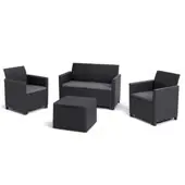 Keter Claire baštenska garnitura – dvosed, 2 fotelje i sto sa ostavom (grafit)