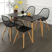 Trpezarijska garnitura sto sa drvenim nogarima i 4 stolice Skandi crna