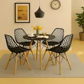 Trpezarijska garnitura Skandi sto i 4 stolice crna