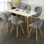 Trpezarijska garnitura sto sa drvenim nogarima i 4 stolice Freja siva