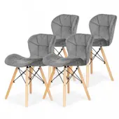 Set trpezarijskih plišanih stolica Freja u sivoj boji 4/1