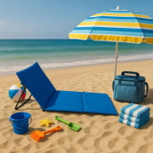 Ležaljka za plažu sklopiva - plava LP-720000P