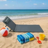 Ležaljka za plažu sa podglavljem sklopiva - siva LP-722000S