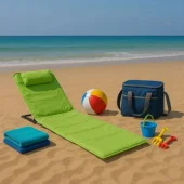 Ležaljka za plažu sa podglavljem sklopiva - zelena LP-722000Z