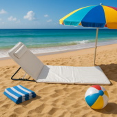 Ležaljka za plažu sa podglavljem sklopiva- bež LP-722000B