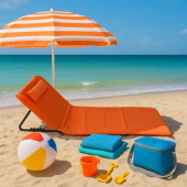 Ležaljka za plažu sa podglavljem sklopiva- narandžasta LP-722000N