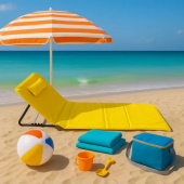 Ležaljka za plažu sa podglavljem sklopiva - žuta LP-722000ŽU