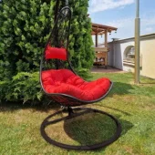 Ljuljaška polu jaje Crni ram Crveni jastuk F05C