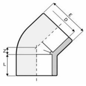 PVC koleno 45 D63