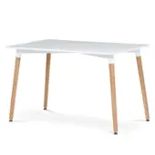 Trpezarijski sto sa drvenim nogarima pravougaoni 120x80 cm beli