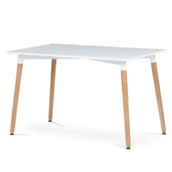 Trpezarijski sto sa drvenim nogarima pravougaoni 120x80 cm beli
