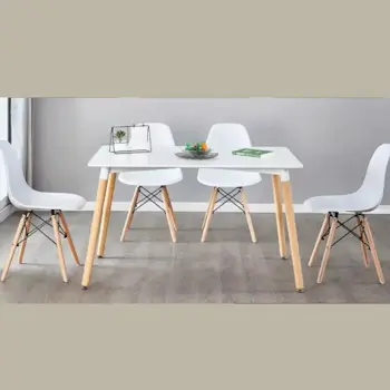 Trpezarijski sto sa drvenim nogarima pravougaoni 120x80 cm beli-2