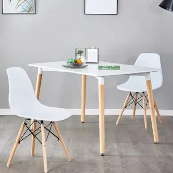 Trpezarijski sto sa drvenim nogarima pravougaoni 120x80 cm beli-3