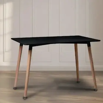 Trpezarijski sto sa drvenim nogarima pravougaoni 120x80 cm crni