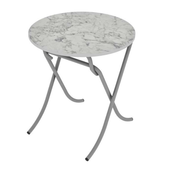 Alesta sklopivi sto okrugli 80Q Beli mermer AL10038BM