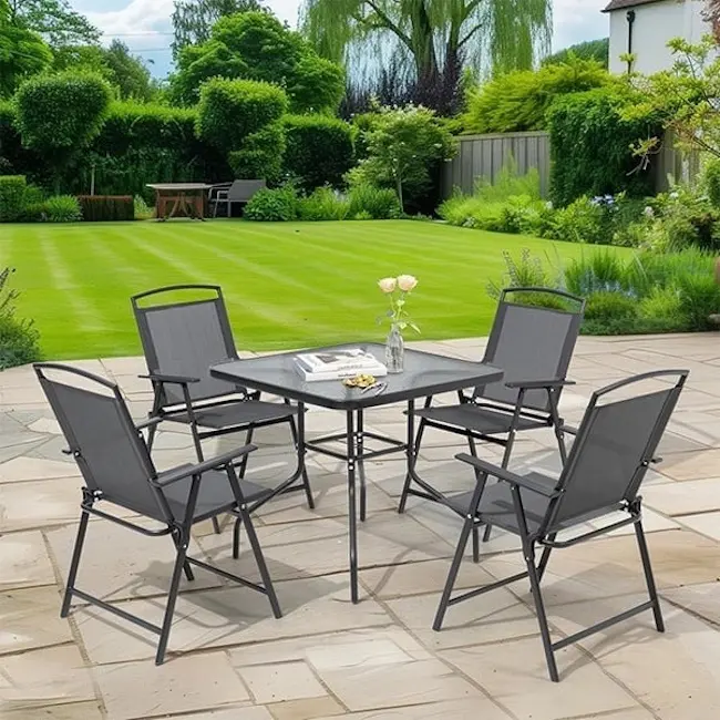 Baštenski set sto i sklopive stolice za 4 osobe crni Napoli Lemon 24-SA0122C