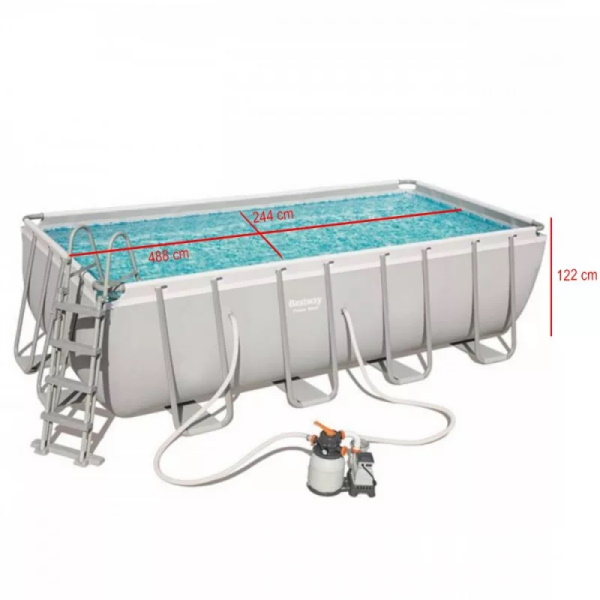 Bestway pravougaoni bazenski set sa metalnim okvirom 488x244x122cm-9