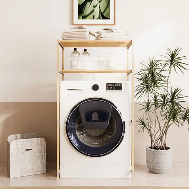 Fixwood drvena polica za kupatilo iznad veš mašine sa 2 police FIX-2016-2