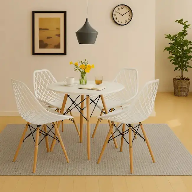 Trpezarijska garnitura Skandi sto i 4 stolice bela