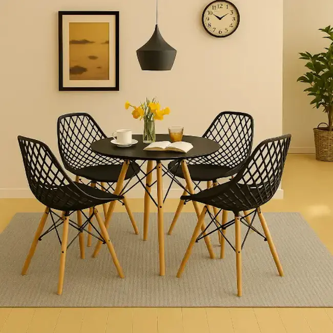 Trpezarijska garnitura Skandi sto i 4 stolice crna Trpezarijska garnitura Skandi sto i 4 stolice crna