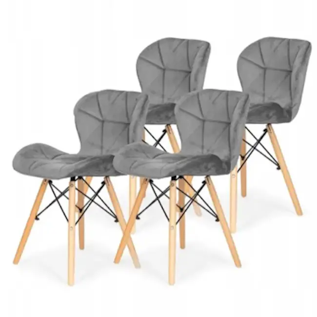 Set trpezarijskih plišanih stolica Freja u sivoj boji 4/1