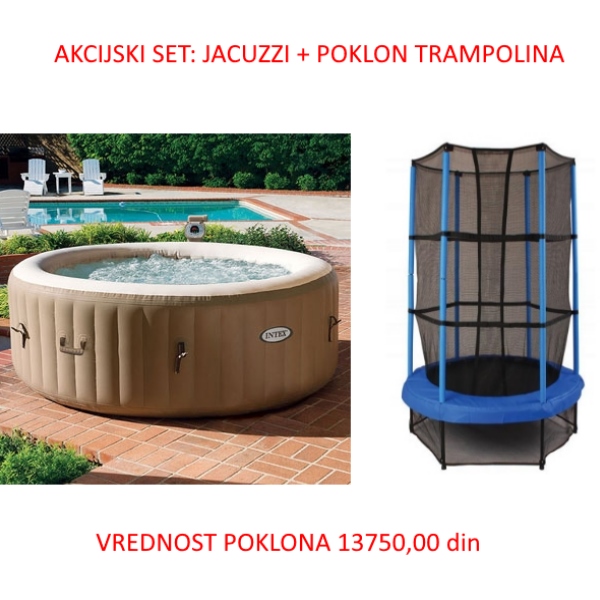 Jacuzzi bazen Intex sa grejačem za dvorište + POKLON Green bay trampolina 1.37m -1