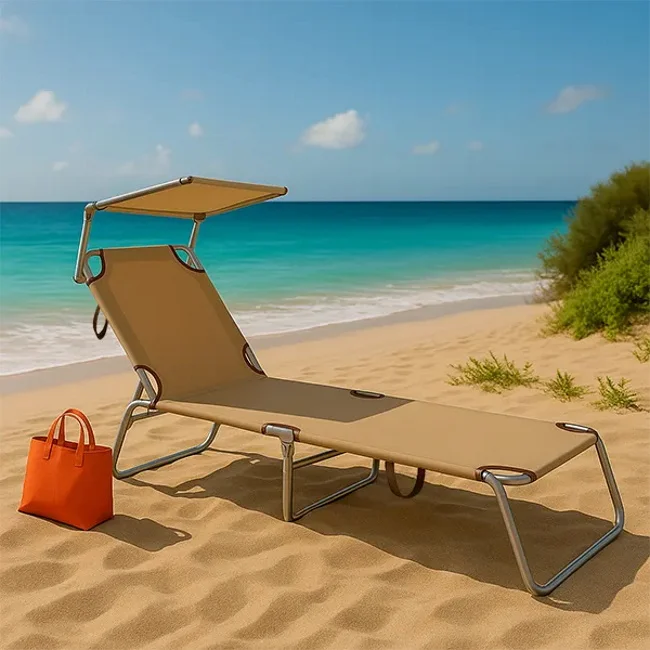 Baštenska ležaljka sa tendom -  kapućino 716000K