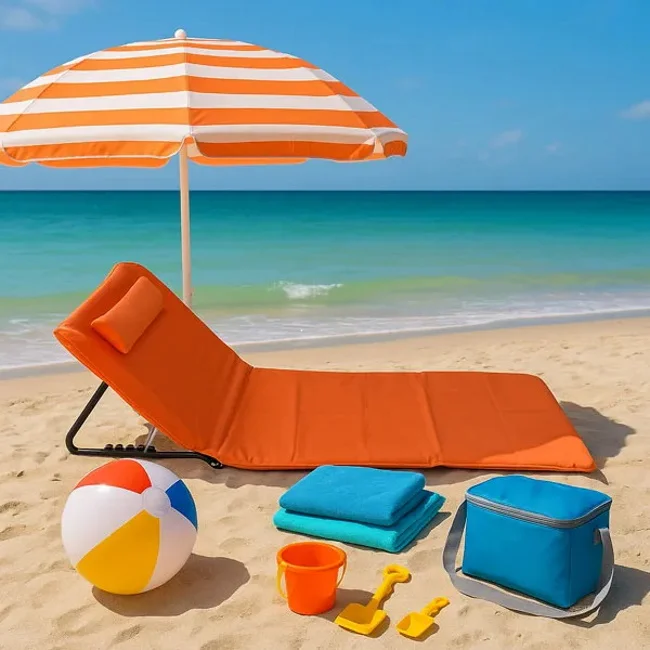 Ležaljka za plažu sa podglavljem sklopiva- narandžasta LP-722000N Ležaljka za plažu sa podglavljem sklopiva- narandžasta LP-722000N