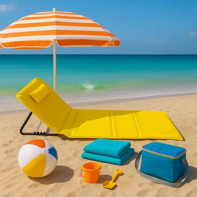 Ležaljka za plažu sa podglavljem sklopiva - žuta LP-722000ŽU Ležaljka za plažu sa podglavljem sklopiva - žuta LP-722000ŽU