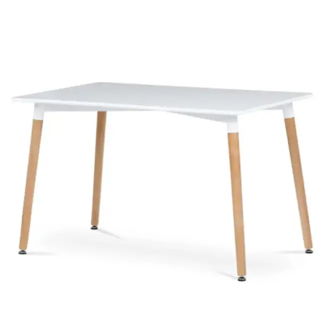 Trpezarijski sto sa drvenim nogarima pravougaoni 120x80 cm beli