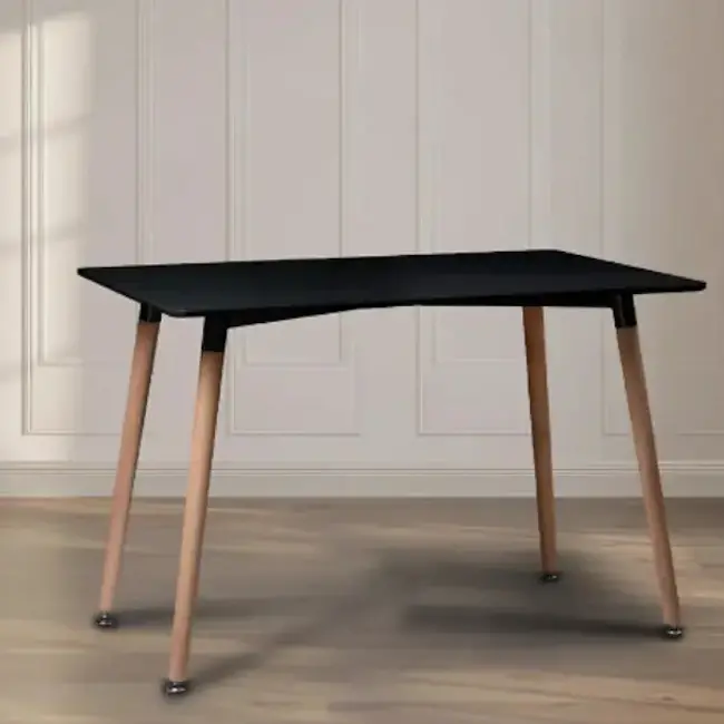 Trpezarijski sto sa drvenim nogarima pravougaoni 120x80 cm crni