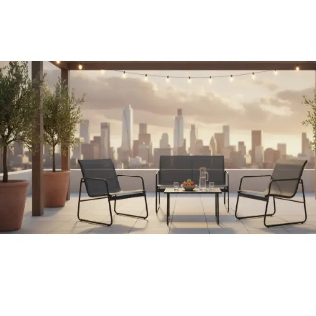 Zen Garden baštenska garnitura sa dvosedom Luna crna