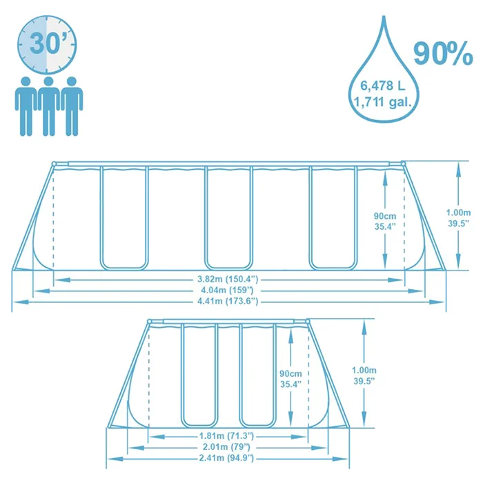 Bestway bazen Power Steel sa čeličnom konstrukcijom sa filter pumpom i merdevinama 404x201x100cm 56441 Bestway bazen Power Steel sa čeličnom konstrukcijom sa filter pumpom i merdevinama 404x201x100cm 56441