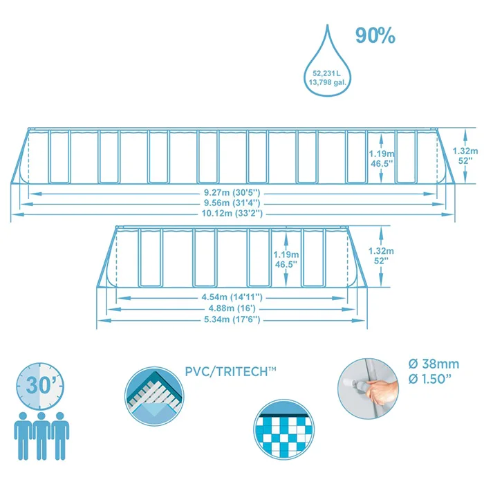 Bestway bazen Power Steel sa čeličnom konstrukcijom sa kompletnom opremom 956x488x132cm 56623 Bestway bazen Power Steel sa čeličnom konstrukcijom sa kompletnom opremom 956x488x132cm 56623